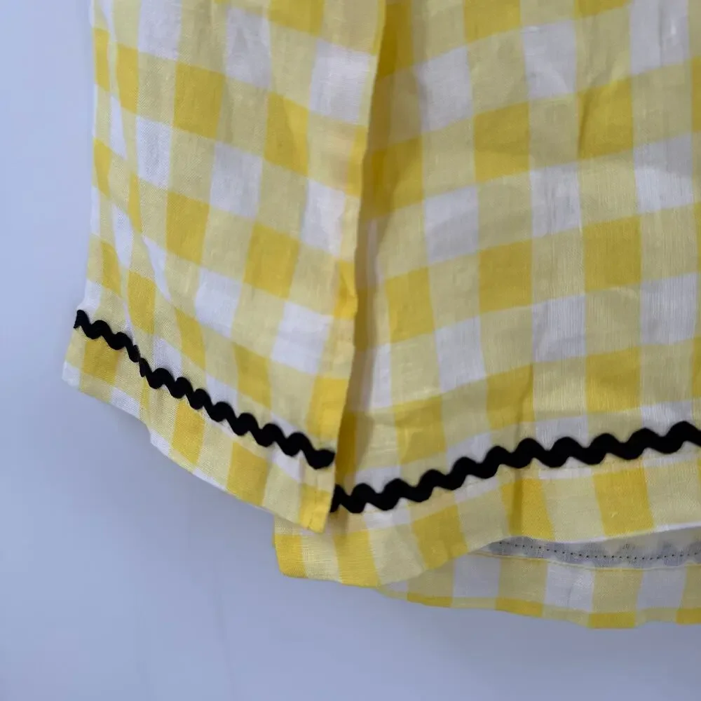 Marysia Bumby Swim x Maisonette CoverUp Size 2 Yellow Gingham Swim Rickrack NWT